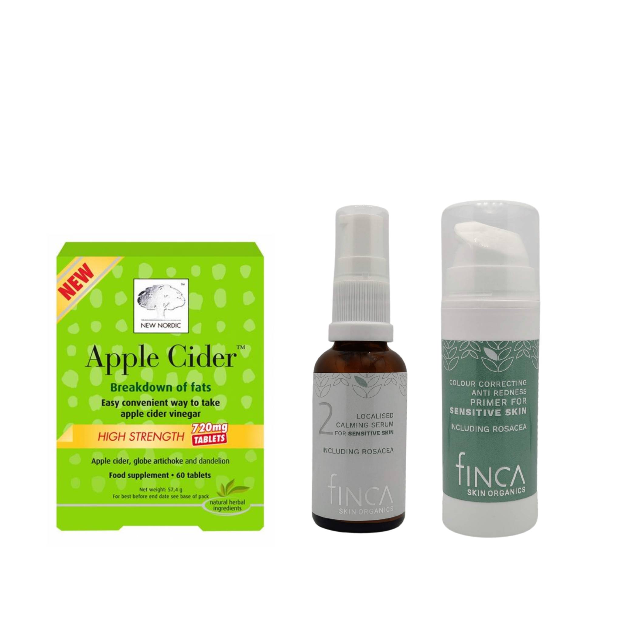 Bundle 4: Serum 2, anti redness primer, apple cider vinegar